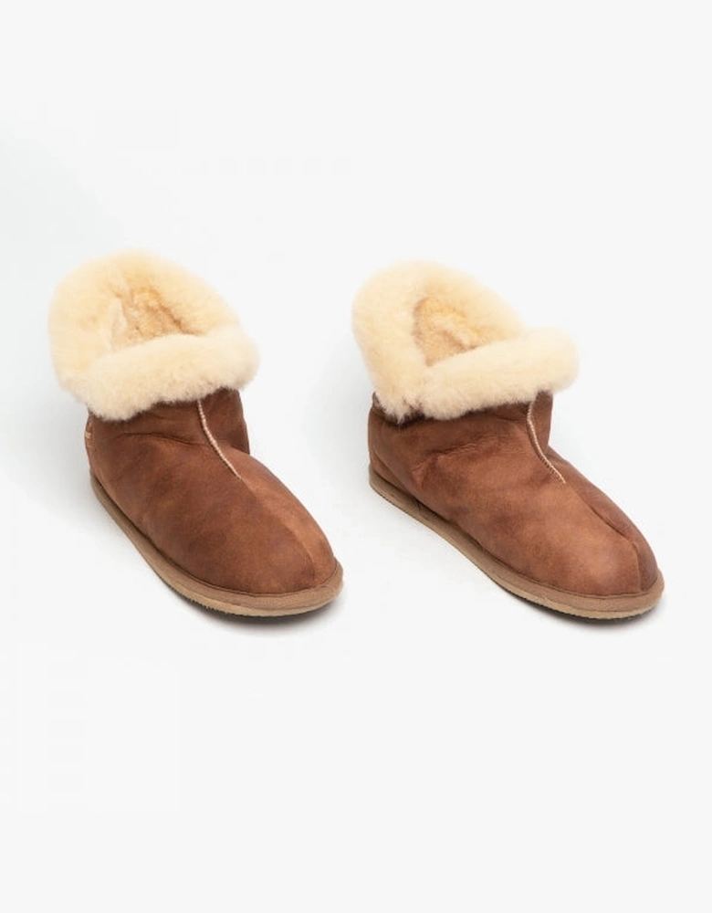 BELLA Womens Sheepskin Slipper Boots Antique/Cognac