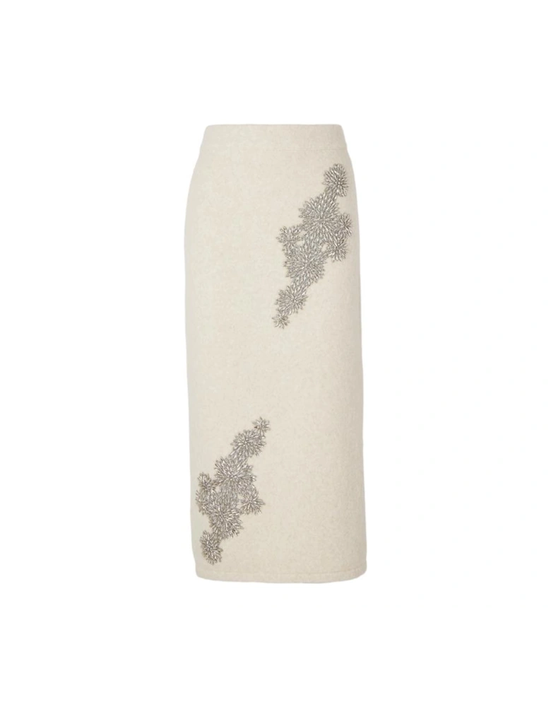 Wool Blend Embellished Cosy Pencil Midi Skirt