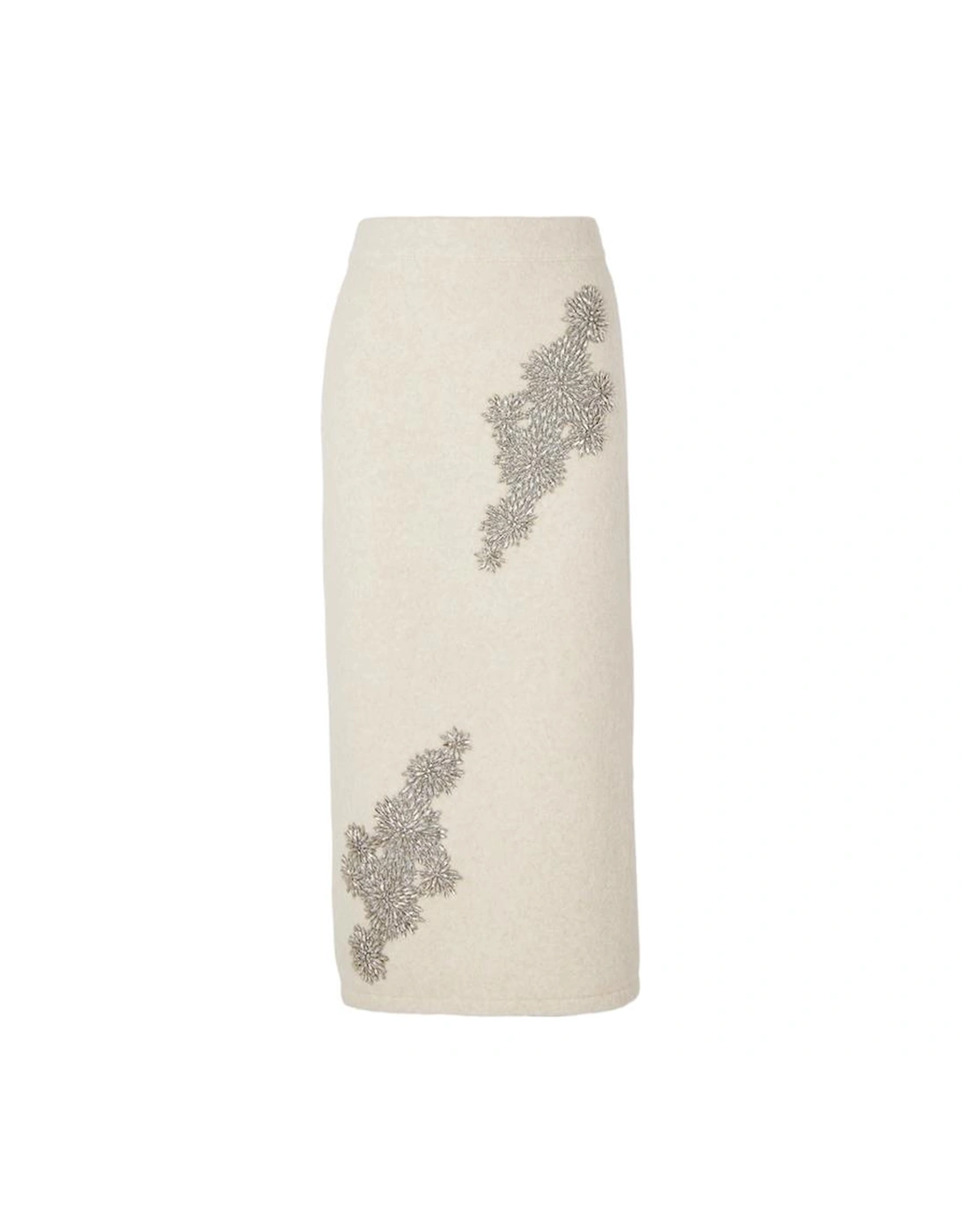 Wool Blend Embellished Cosy Pencil Midi Skirt