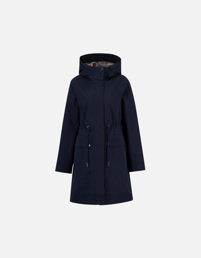 Bowlees Womens Long Waterproof Jacket - Deep Navy/Dress Tartan