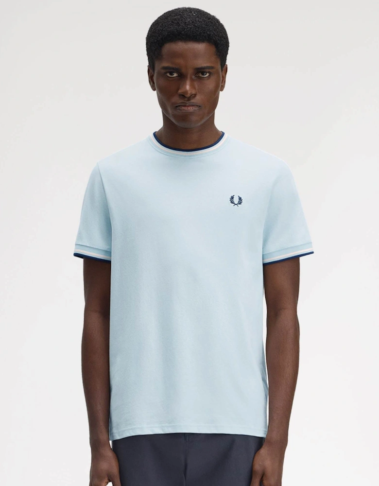 Mens Twin Tipped T-Shirt - Light Ice/Silky Peach/Tennis Blue Z54