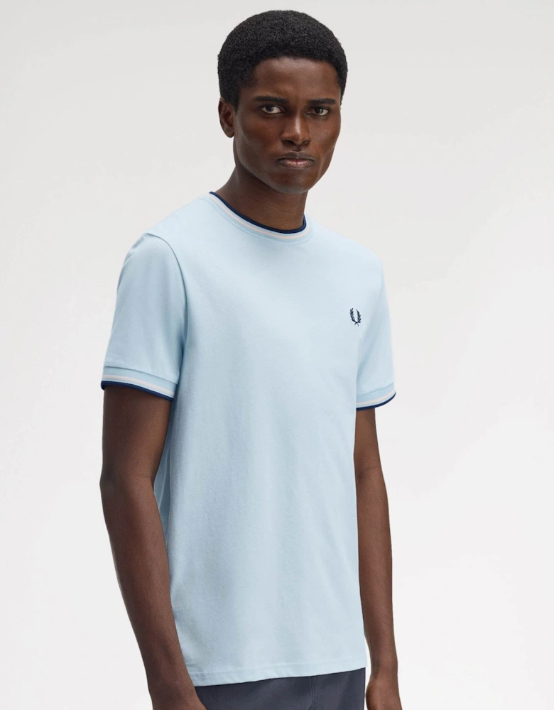 Mens Twin Tipped T-Shirt - Light Ice/Silky Peach/Tennis Blue Z54