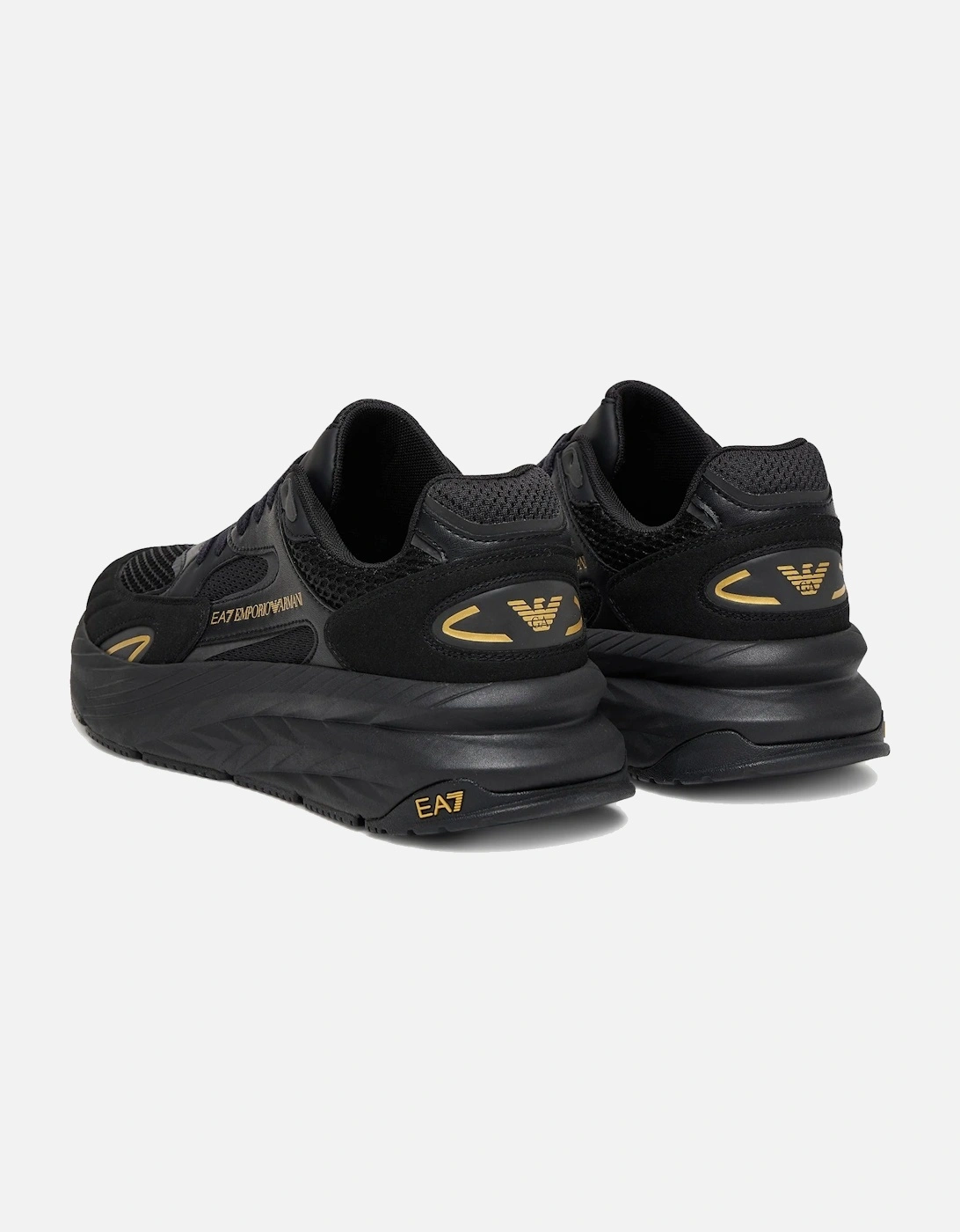 Emporio Armani Crusher Sonic Mix Trainers Triple Black/Gold
