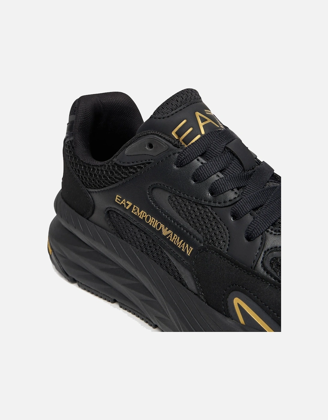 Emporio Armani Crusher Sonic Mix Trainers Triple Black/Gold