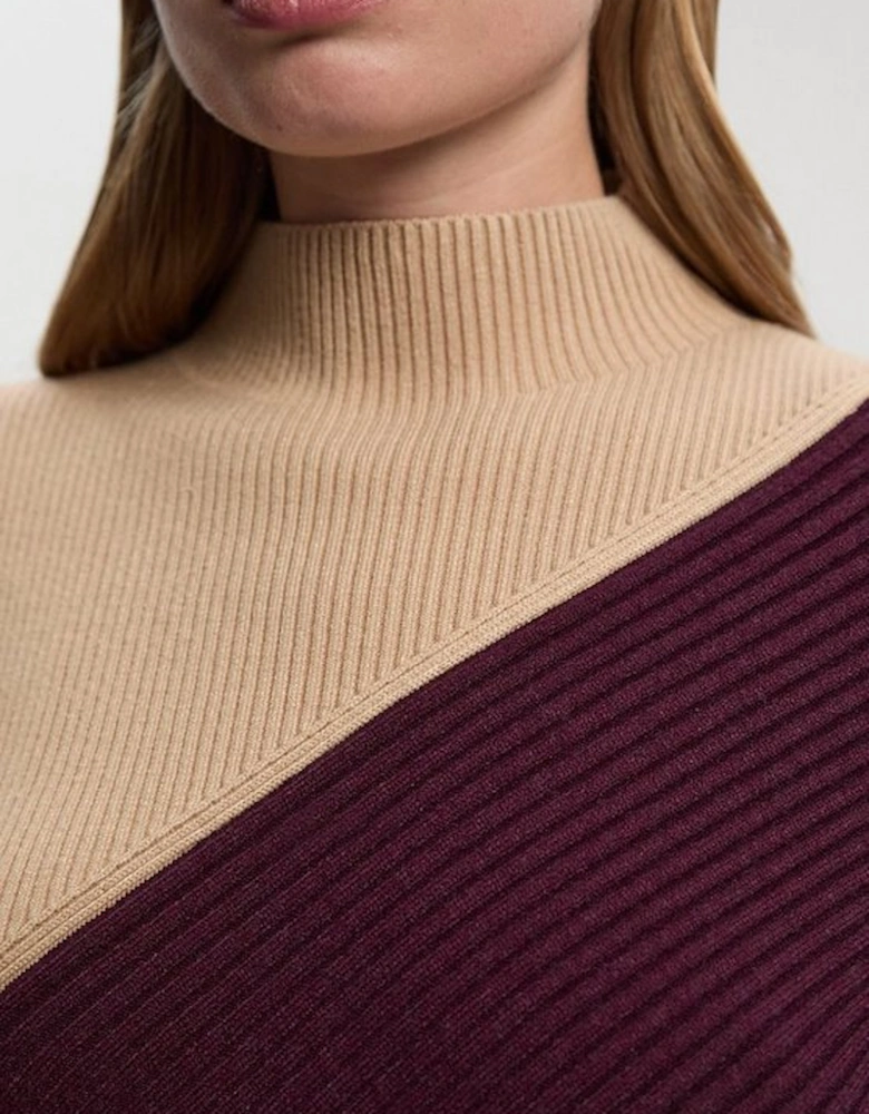 Soft Ribbed Asymmetric Hem Knitted Dress