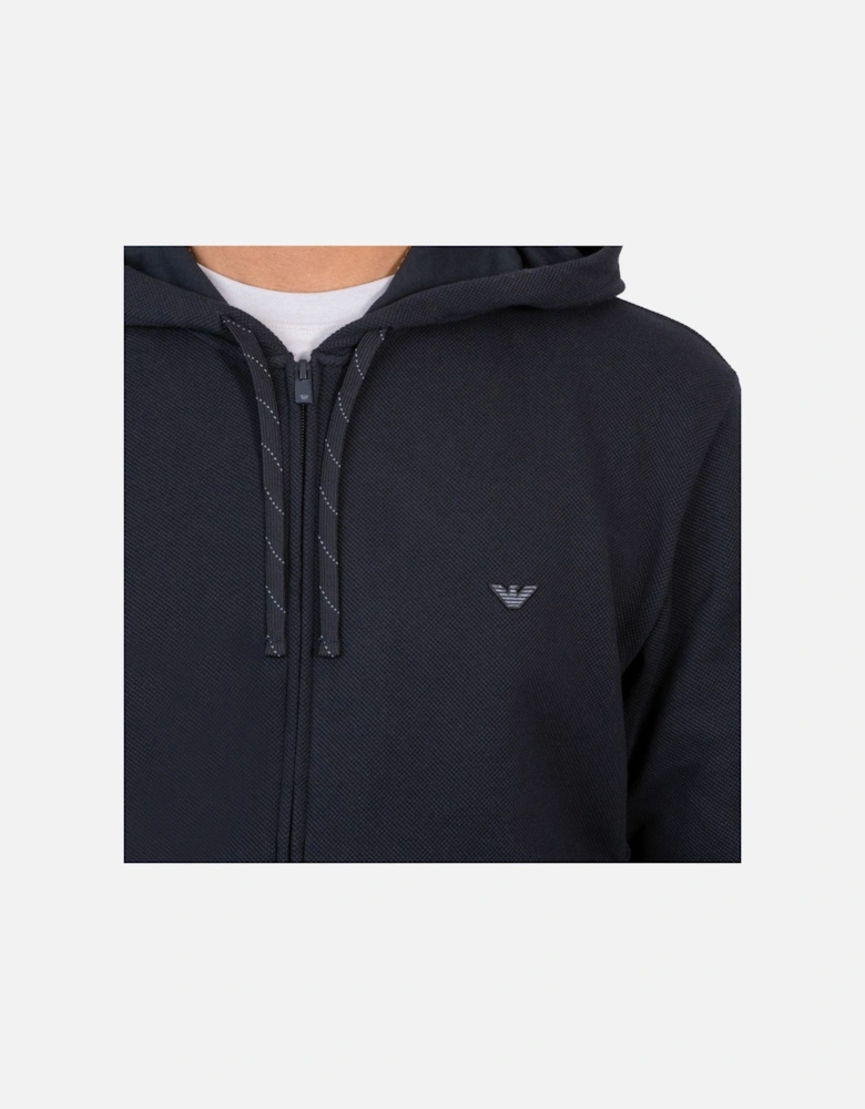 Lounge Pique Zip Hoodie Navy