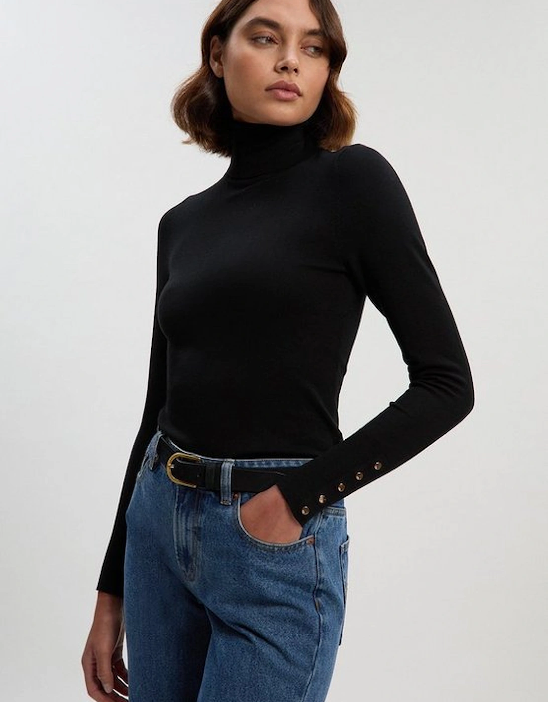 Viscose Blend Roll Neck Knit Jumper, 2 of 1