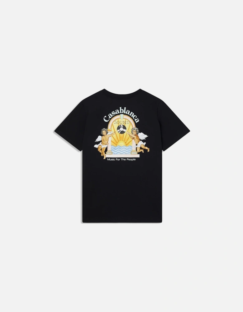 Men's Black Studio De Musique Printed T-shirt
