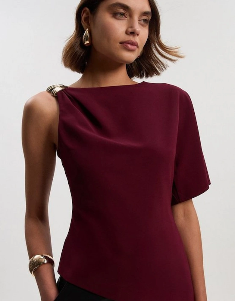 Soft Tailored Trim Detail Asymmetric Top