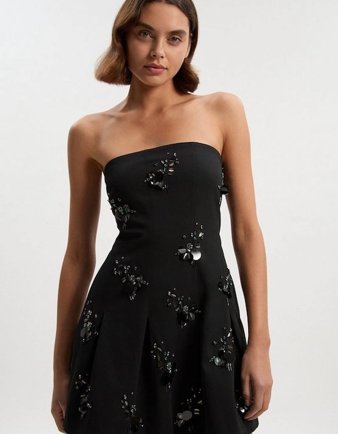 Cluster Sequin & Crystal  Embellished Bandeau Tailored Mini Dress, 2 of 1