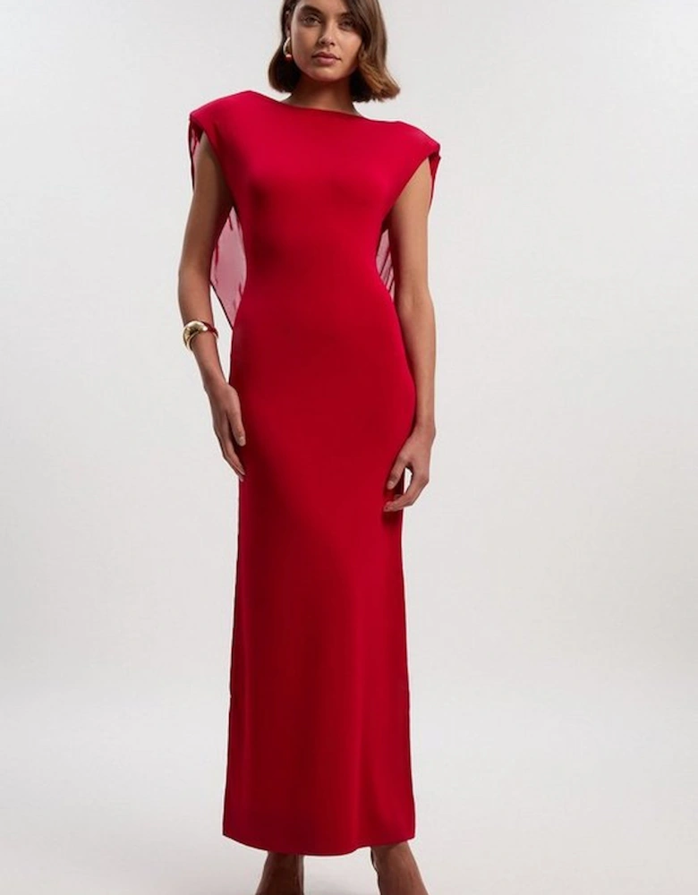 Petite Viscose Blend Slinky Drape Plunge Back Knit Maxi Dress