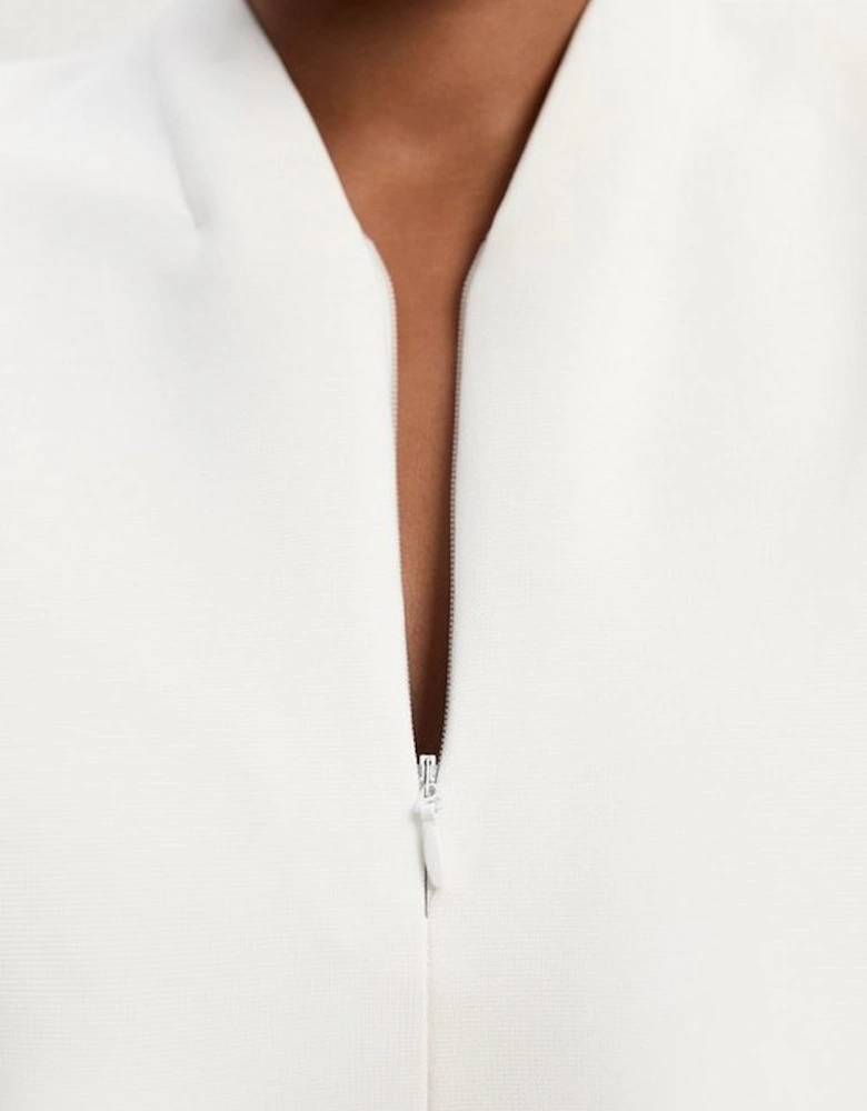 Plus Size Bandage Figure Form Zip Detail Chiffon Sleeve Knit Top