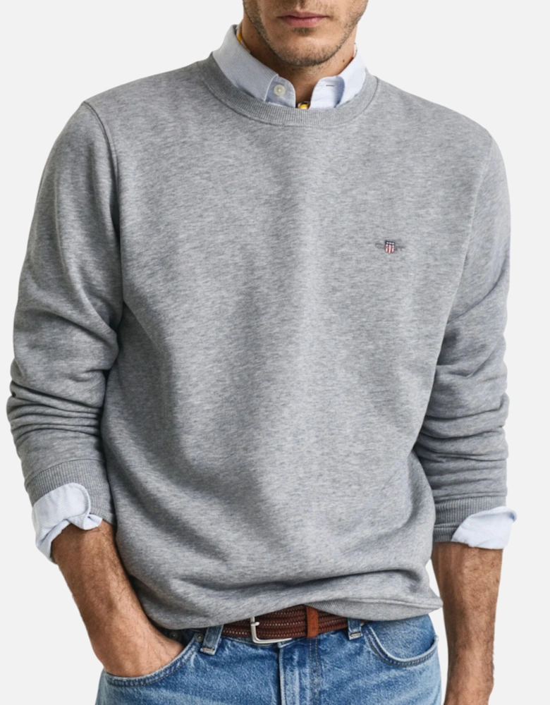 Shield Mens Crew Neck Sweatshirt Pullover French Terry Graphic Embroidered