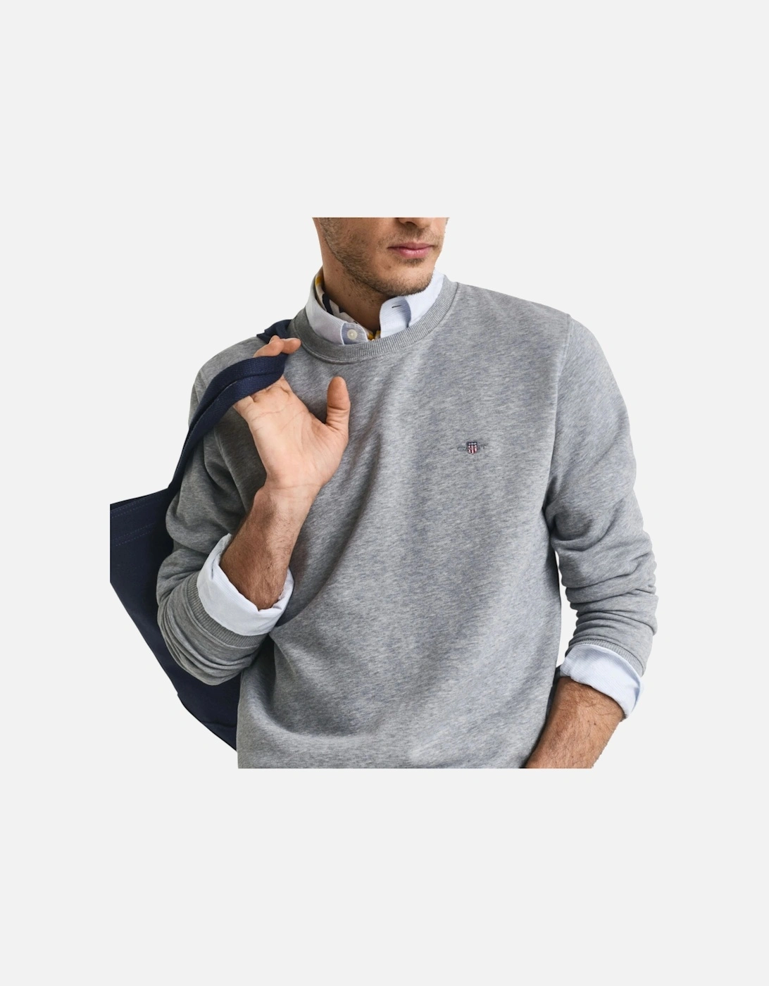 Shield Mens Crew Neck Sweatshirt Pullover French Terry Graphic Embroidered