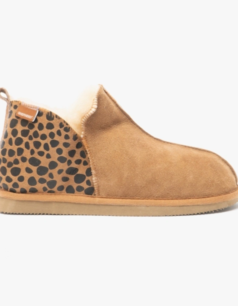 ANNIE Womens Sheepskin Slipper Boots Leopard/Chestnut