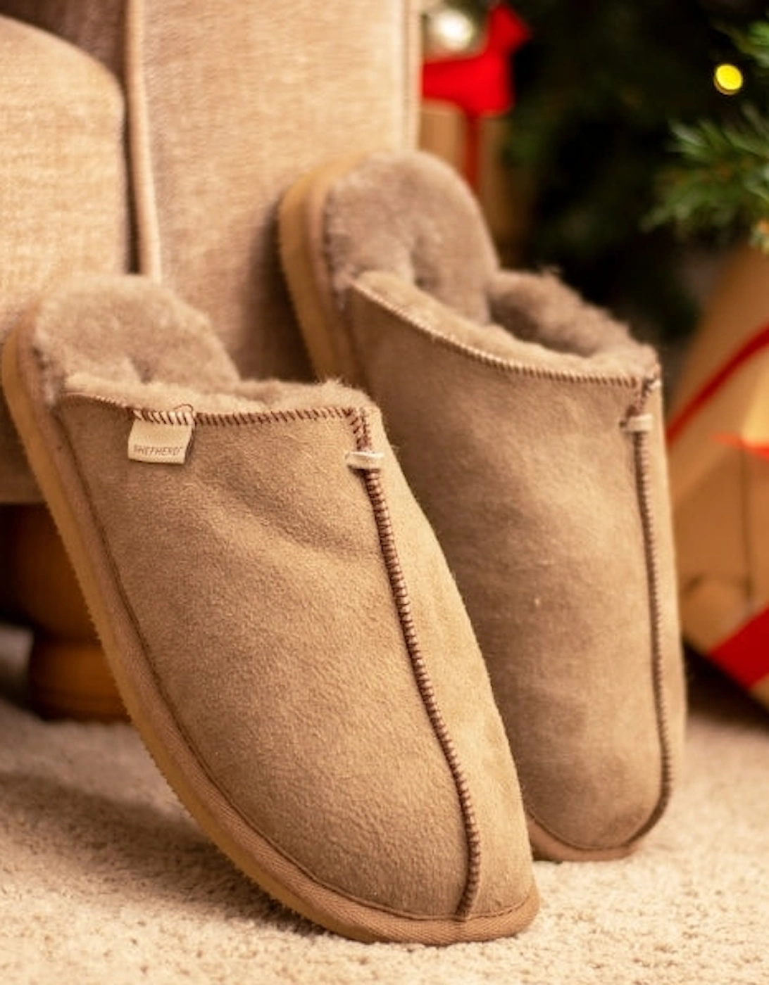 HUGO Mens Sheepskin Mules Stone