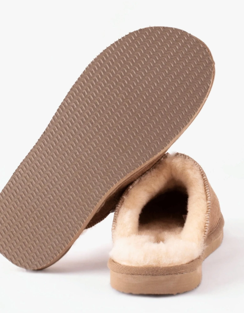 HUGO Mens Sheepskin Mules Brown