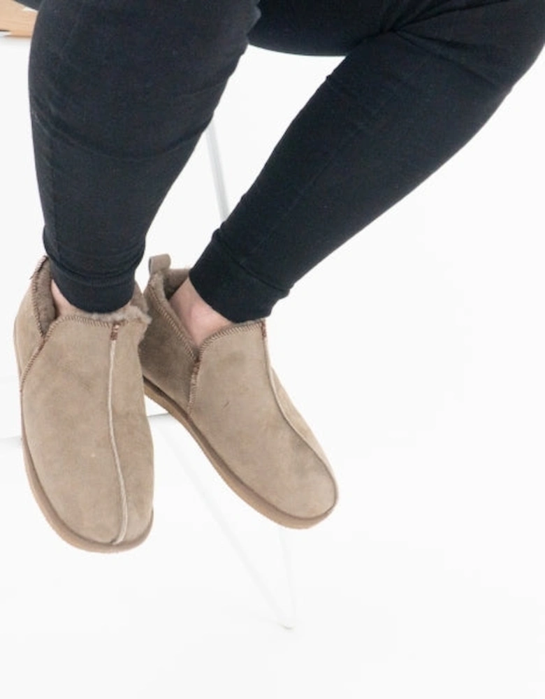 ANTON Mens Sheepskin Slipper Boots Stone