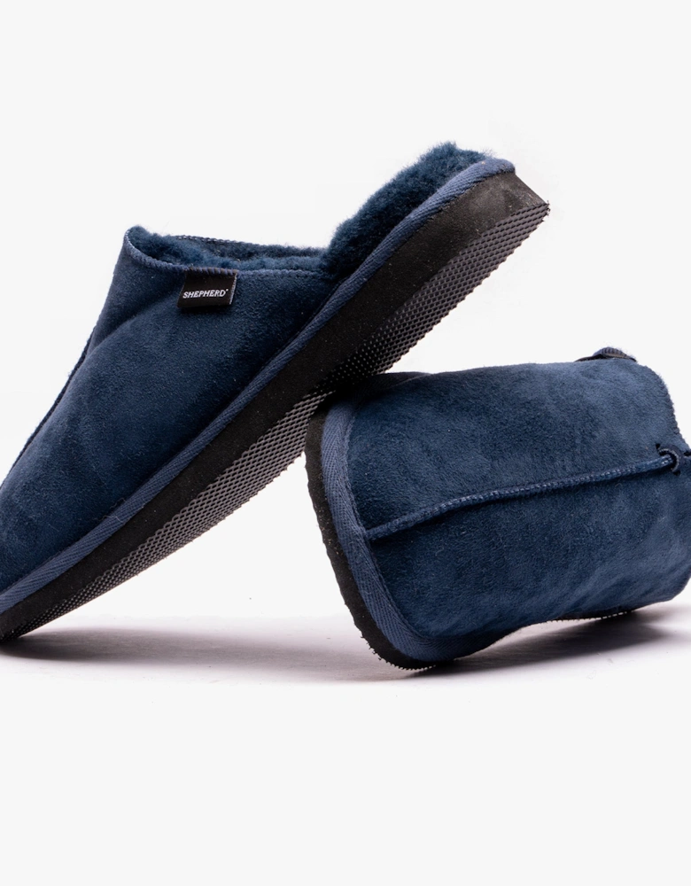 HUGO Mens Sheepskin Mules Navy