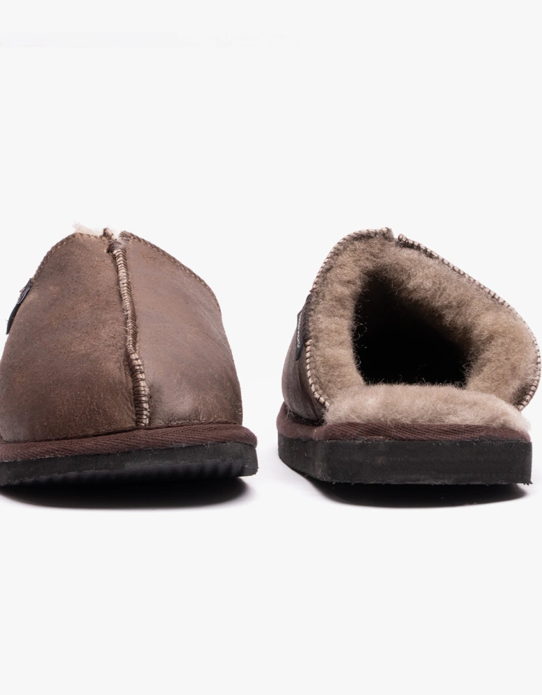 HUGO Mens Sheepskin Mules Oiled Antique