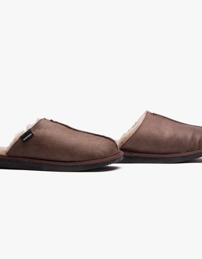 HUGO Mens Sheepskin Mules Oiled Antique