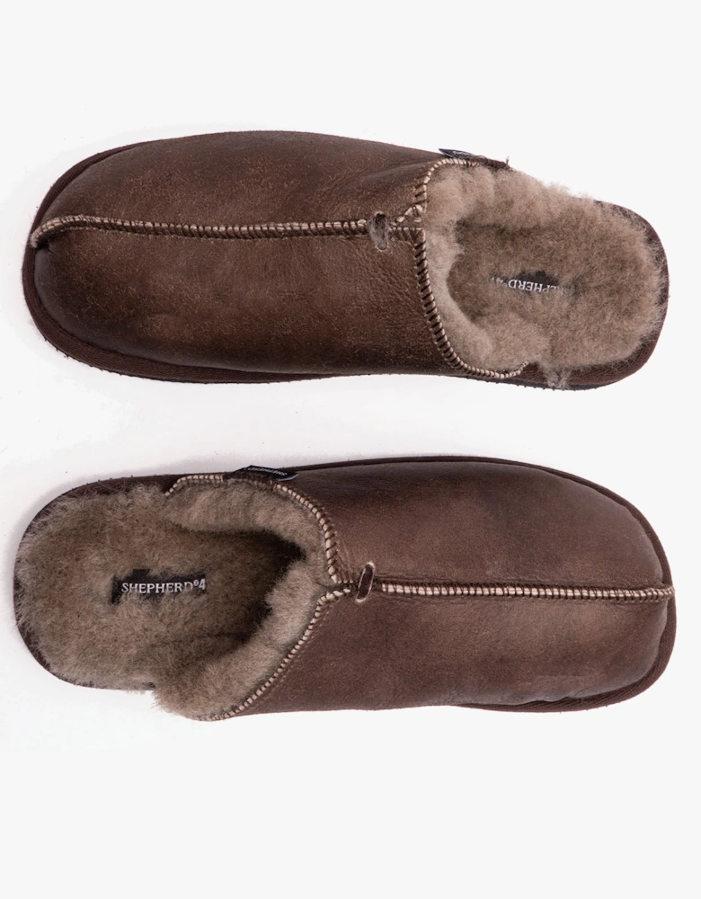 HUGO Mens Sheepskin Mules Oiled Antique