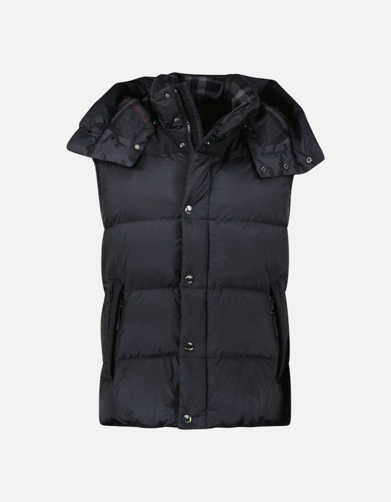 'Leeds' Detachable Sleeve Hooded Down Jacket Black