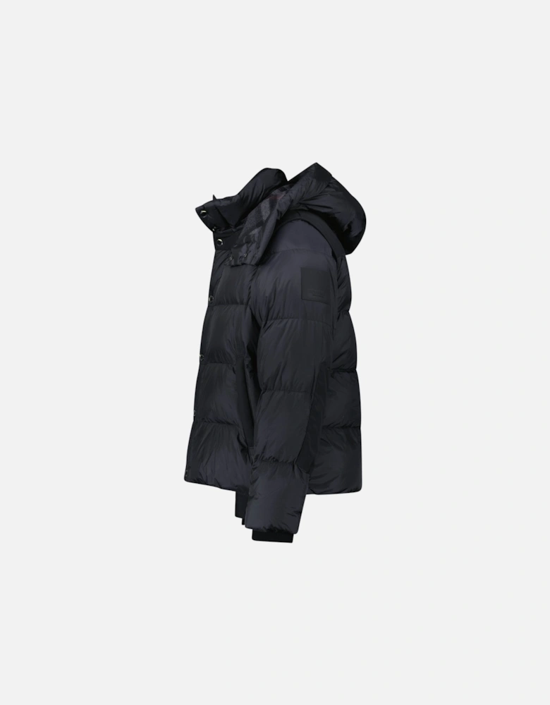 'Leeds' Detachable Sleeve Hooded Down Jacket Black