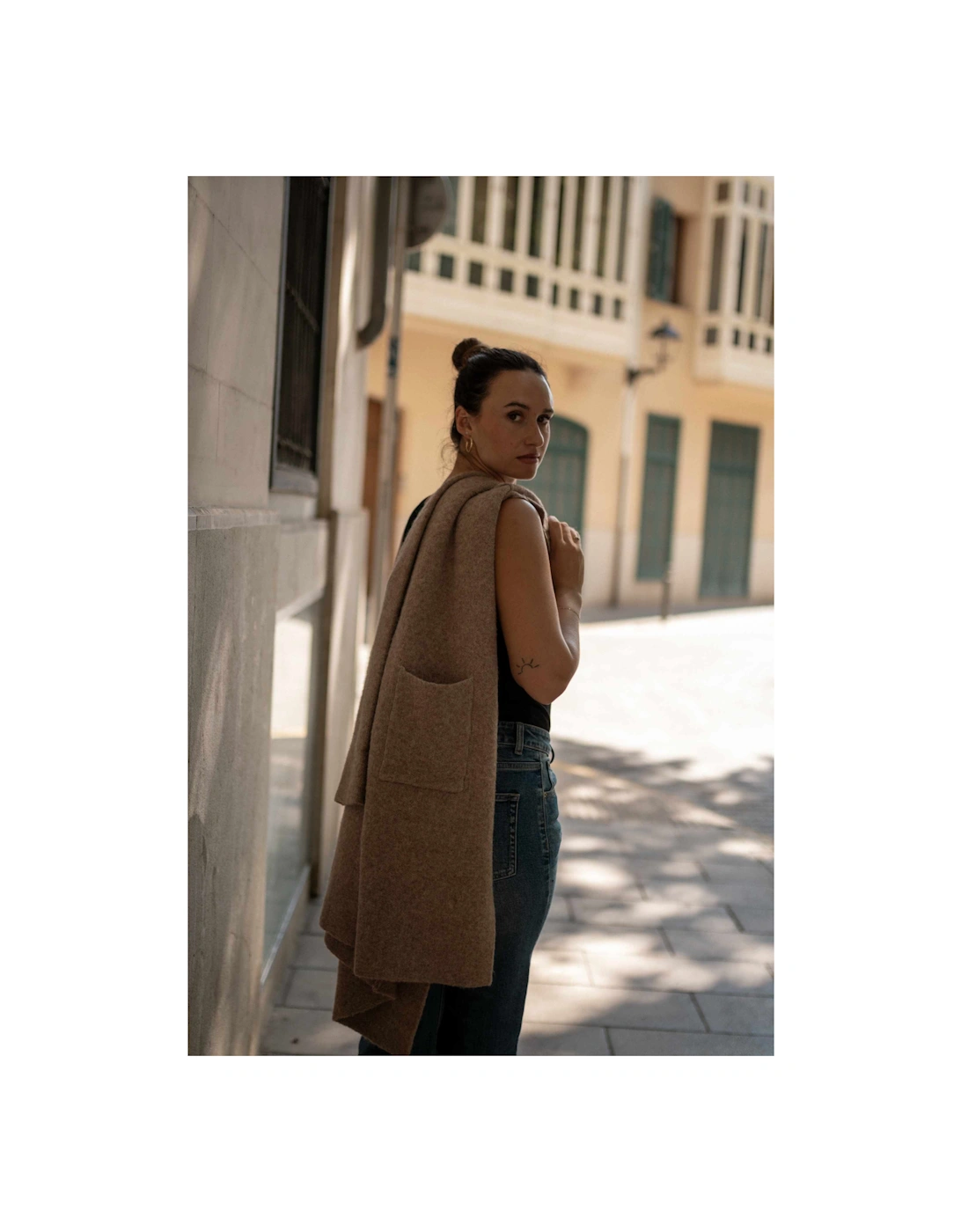 Brown Wool Mix Longline Edge to Edge Cardigan