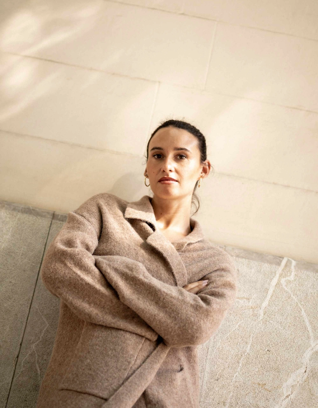 Brown Wool Mix Longline Edge to Edge Cardigan