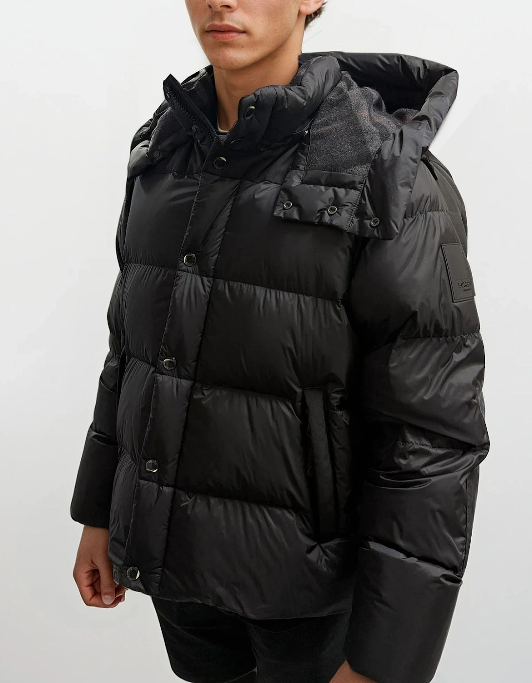 'Leeds' Detachable Sleeve Hooded Down Jacket Black