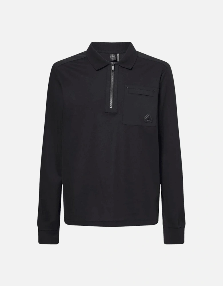 Dalon Utility Black Long Sleeve Polo Shirt