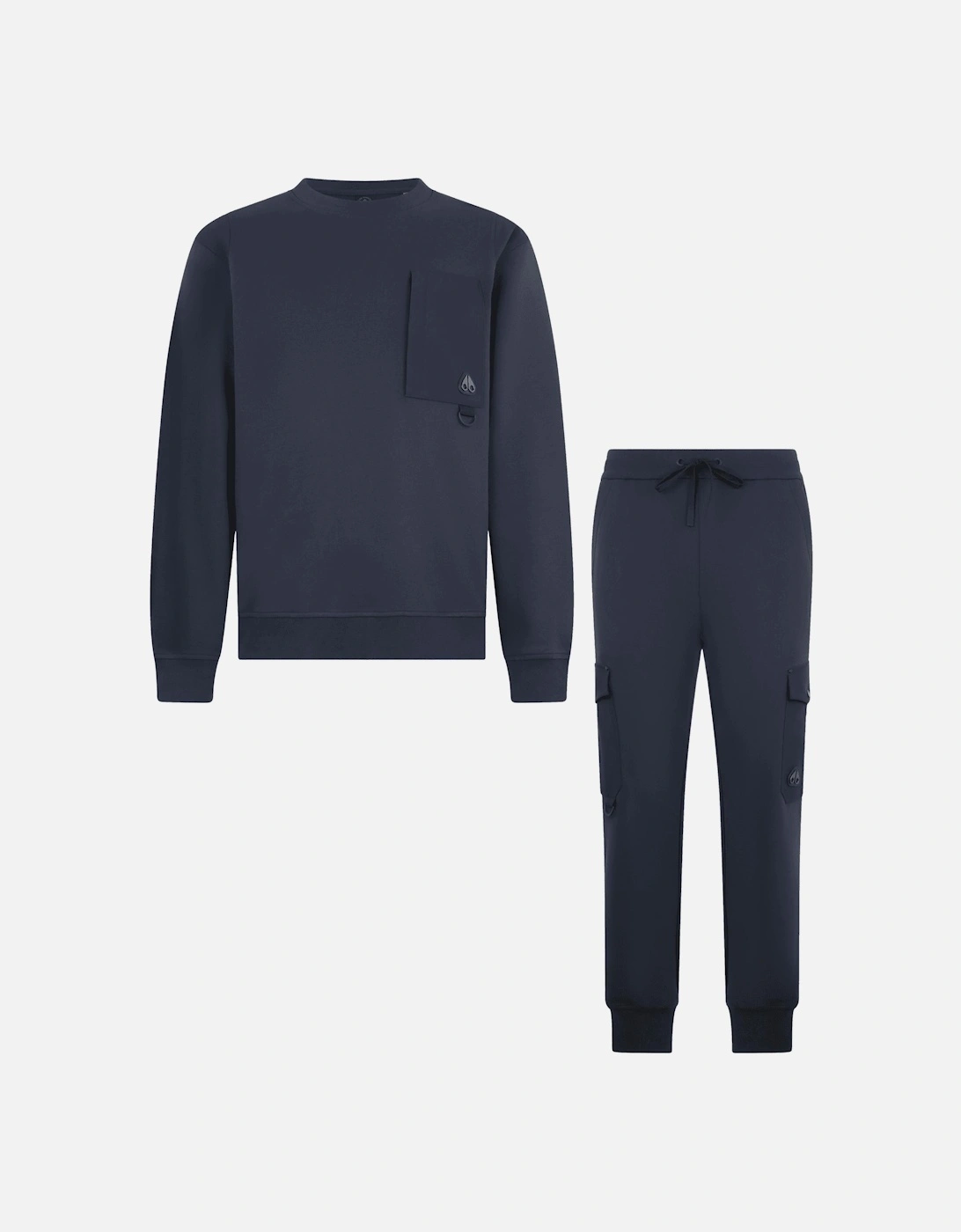 Moose Knuckles Men's Dalon Utility Crew Neck Navy Cargo Tracksuit - Size: L