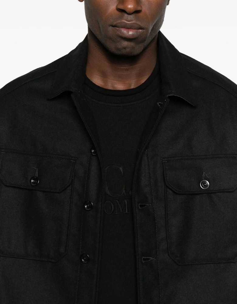 Felt Pocket Overshirt Black