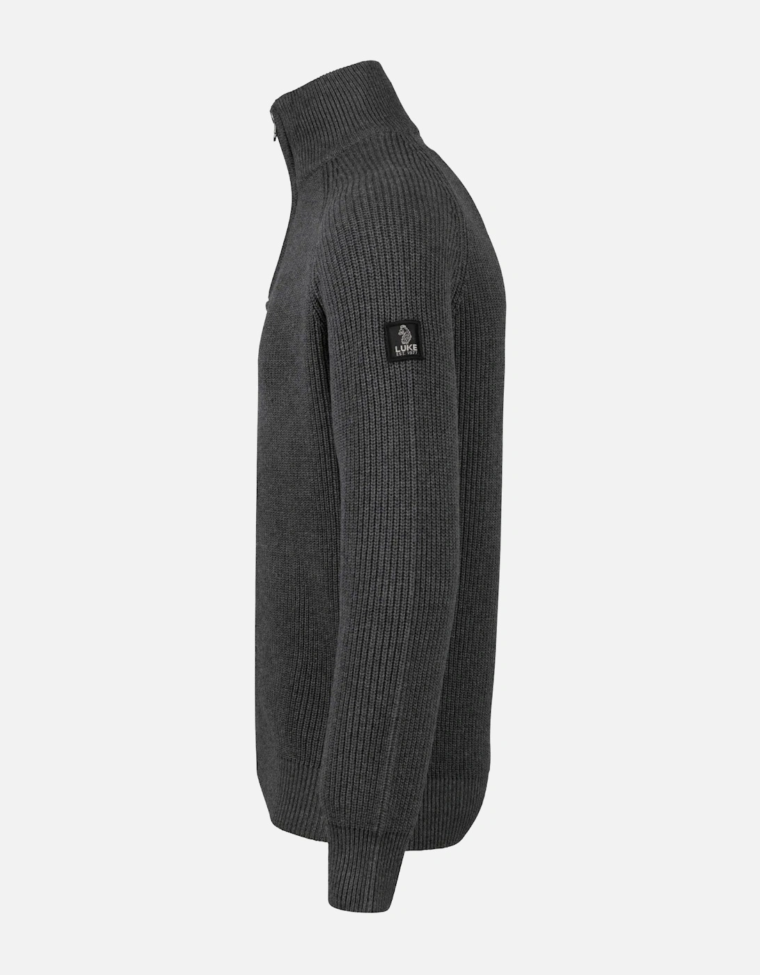 Watton Plated 1/4 Zip Knitted Jumper - Charcoal