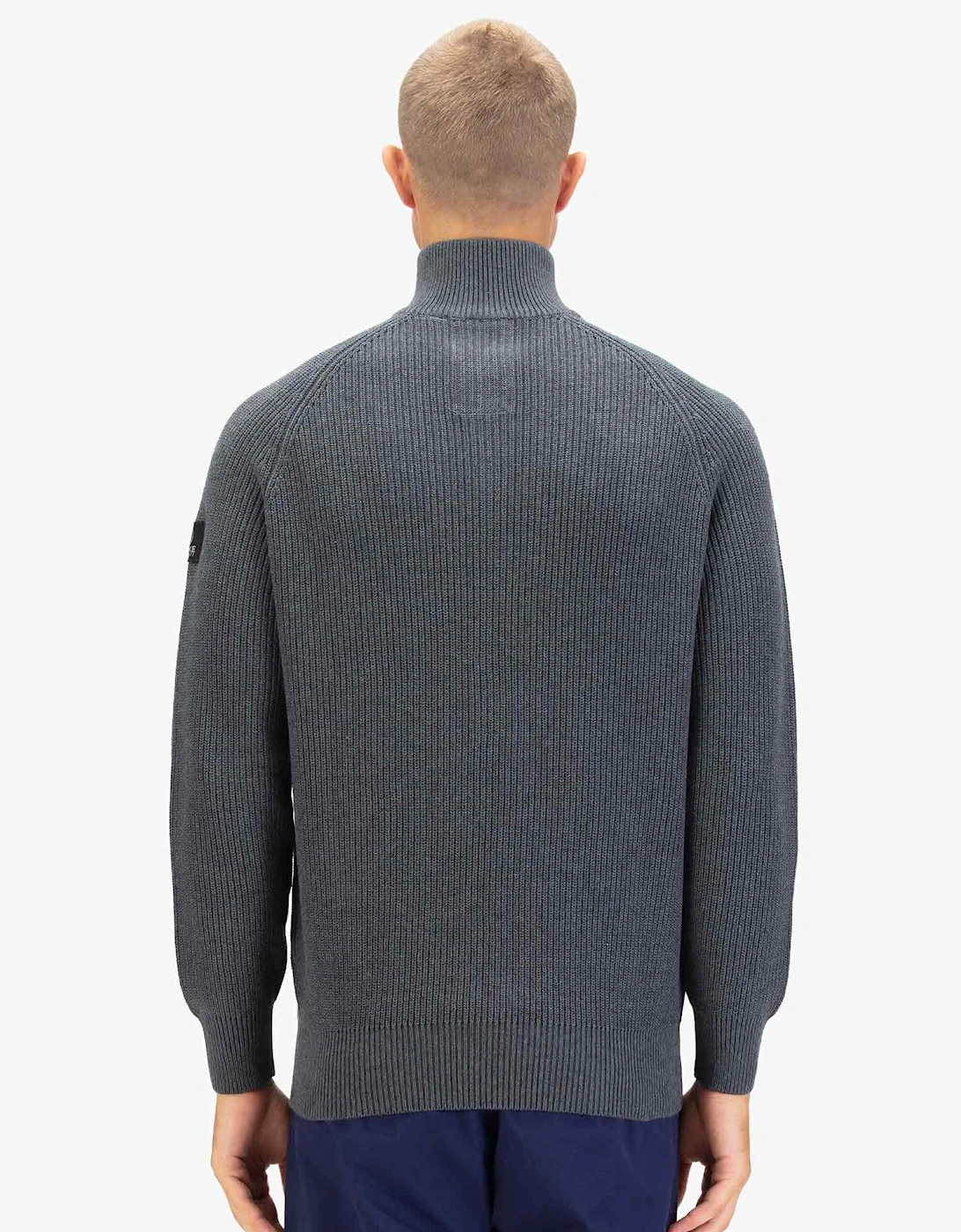 Watton Plated 1/4 Zip Knitted Jumper - Charcoal