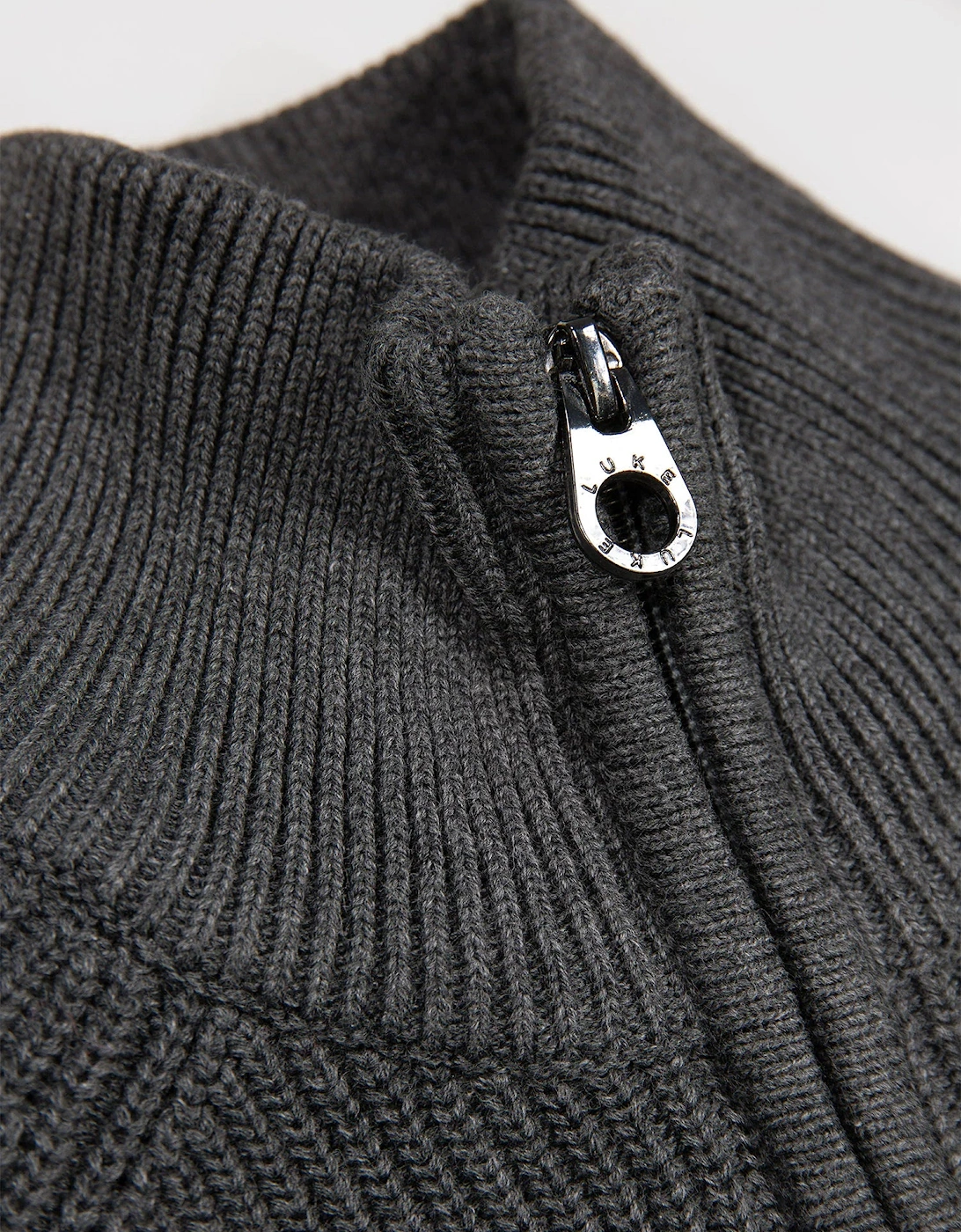 Watton Plated 1/4 Zip Knitted Jumper - Charcoal