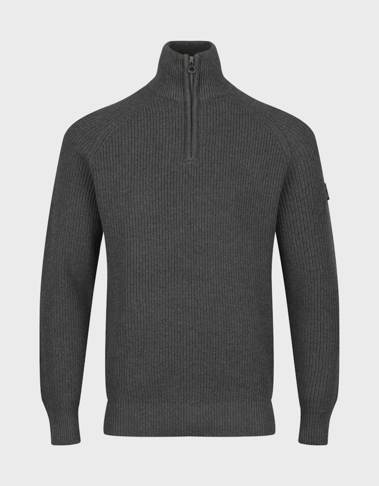 Watton Plated 1/4 Zip Knitted Jumper - Charcoal