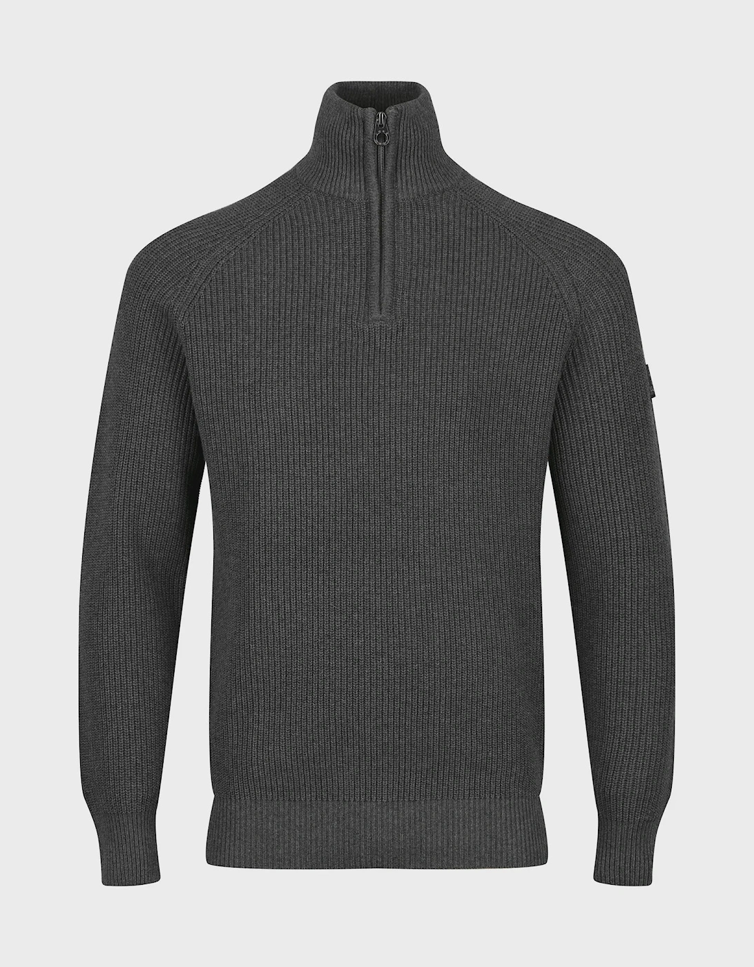 Watton Plated 1/4 Zip Knitted Jumper - Charcoal