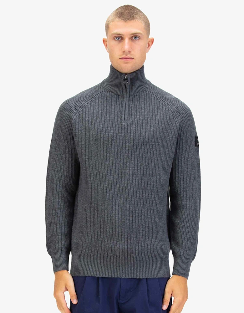 Watton Plated 1/4 Zip Knitted Jumper - Charcoal