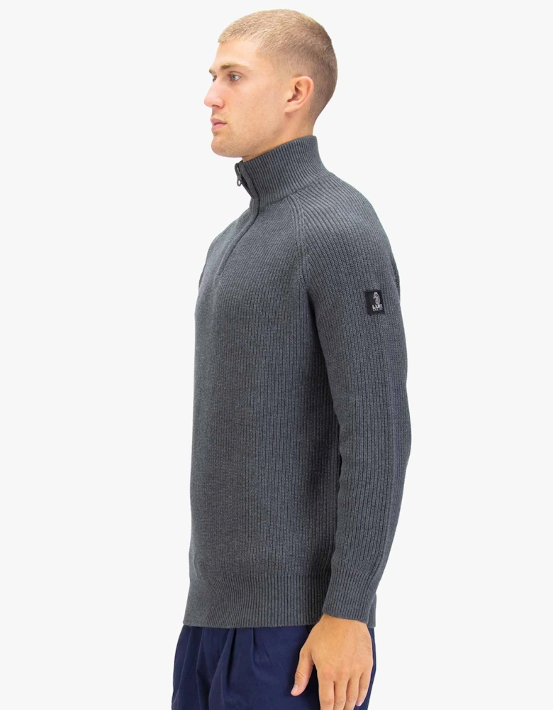 Watton Plated 1/4 Zip Knitted Jumper - Charcoal