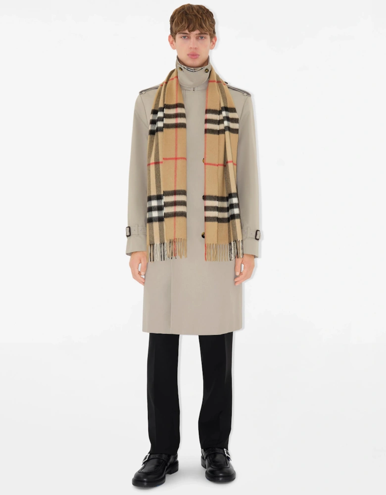 CHECK CASHMERE SCARF ARCHIVE BEIGE