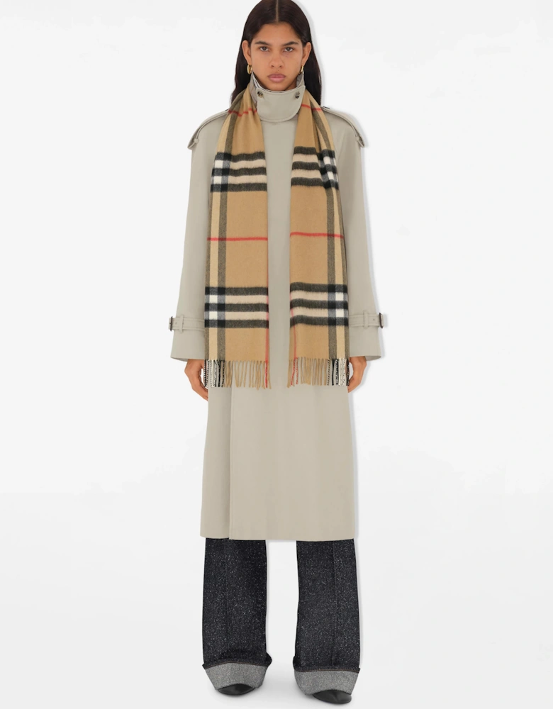 CHECK CASHMERE SCARF ARCHIVE BEIGE