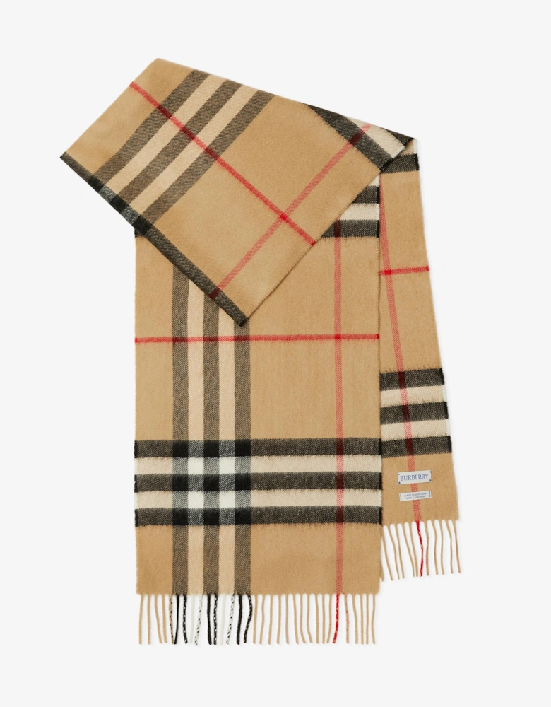 CHECK CASHMERE SCARF ARCHIVE BEIGE