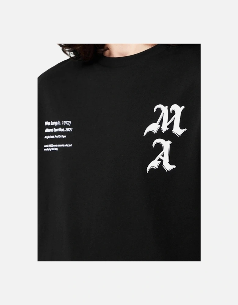 X WES LANG CHECKER SKULL TEE BLACK