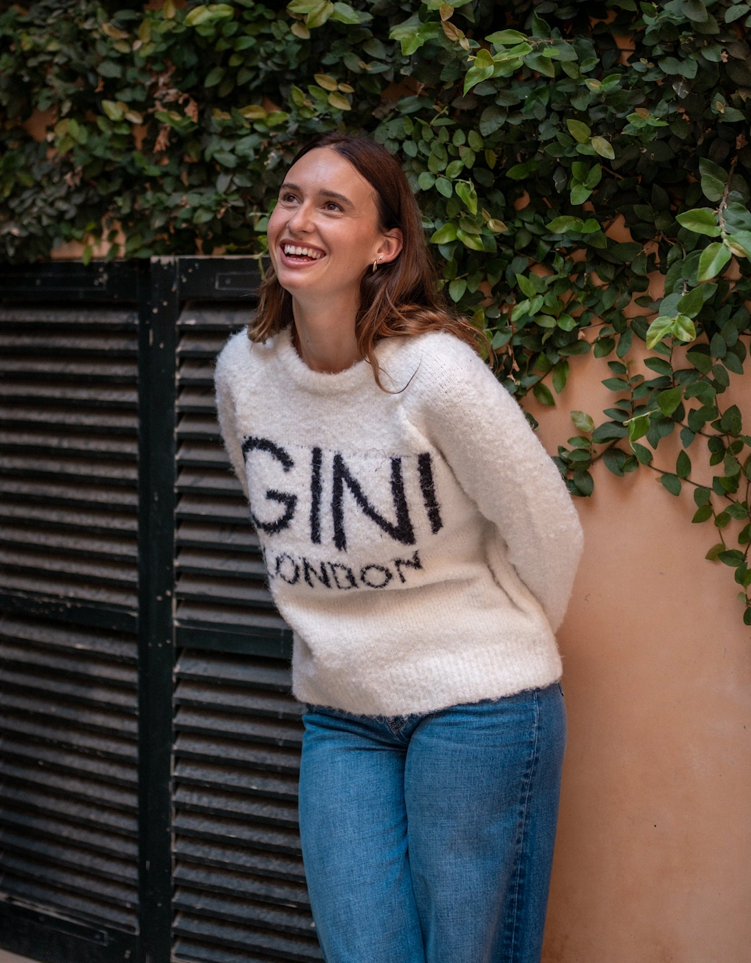Beige Gini Logo Cozy Knit Jumper