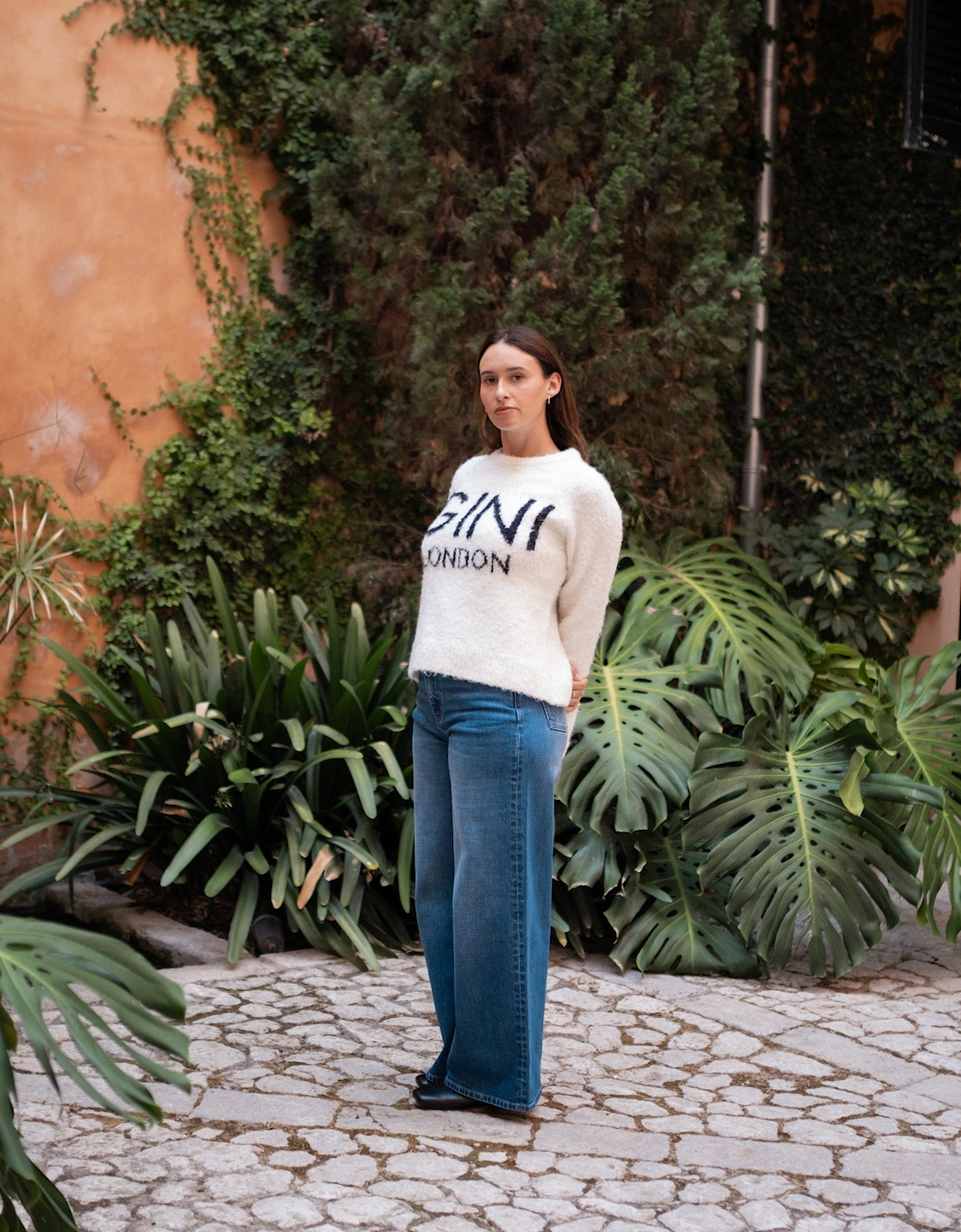 Beige Gini Logo Cozy Knit Jumper