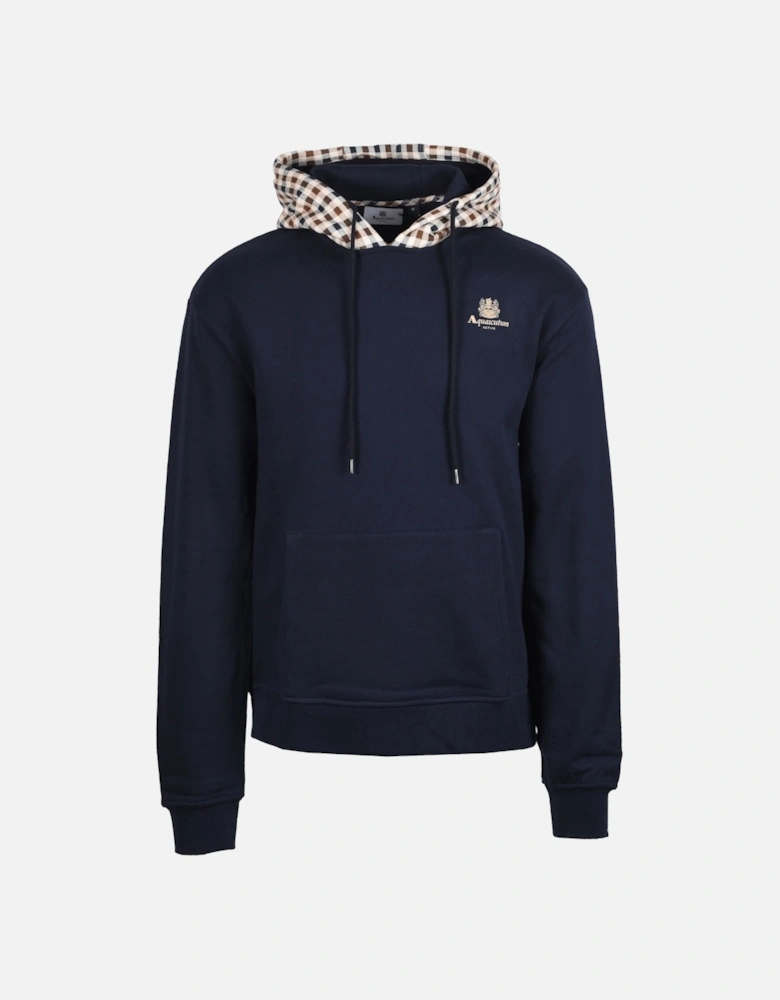 Club Check Hoodie Fleece Navy