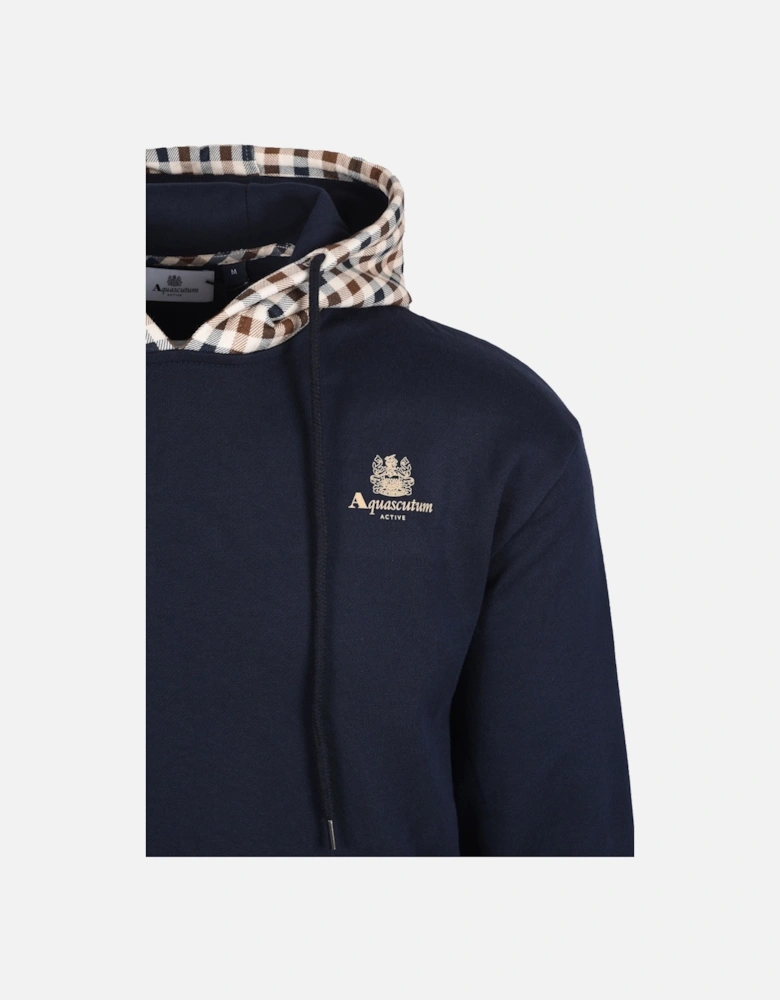 Club Check Hoodie Fleece Navy