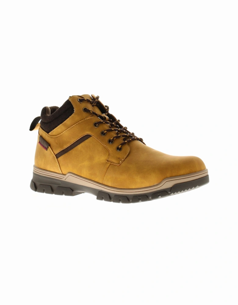 Mens Boots Bertie Lace Up Nubuck Wool Collar Beige UK Size